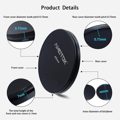 49mm Metal Lens Filter Caps, Compatible with All 49mm Camera Lens Filters (UV, CPL, ND) - Ultra Precision CNC Tools