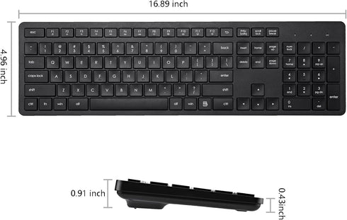 Wireless Keyboard, 2.4G USB External Silent Cordless Keyboard for Windows Chrome Laptop, Full Size with Number Pad
