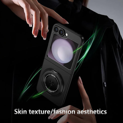 Magnetic Ring Stand Phone Case for Samsung Galaxy Z Flip 6, Compatible with Mag-Safe, Military Grade Shockproof