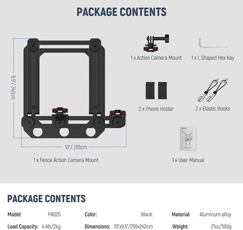 NEEWER Phone Fence Mount with Holder for Game Changer Mounting, Shock Absorbing Compatible with Mevo Start GoPro