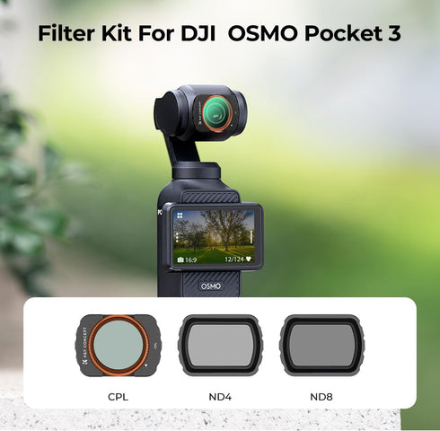 K&F Concept Magnetic ND CPL Filters Set for DJI Osmo Pocket 3 Creator Combo, 3 Pack (CPL+ND4+ND8)
