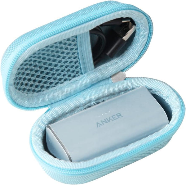 Adada Hard Travel Case for Anker Nano Power Bank, Portable Charger 5,000mAh, Blue