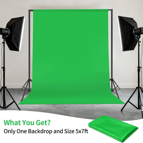 HEMMOTOP 5x7 Green Screen Backdrop, ft Photography Chroma Key Greenscreen Background Sheet for Background Removal, Zoom