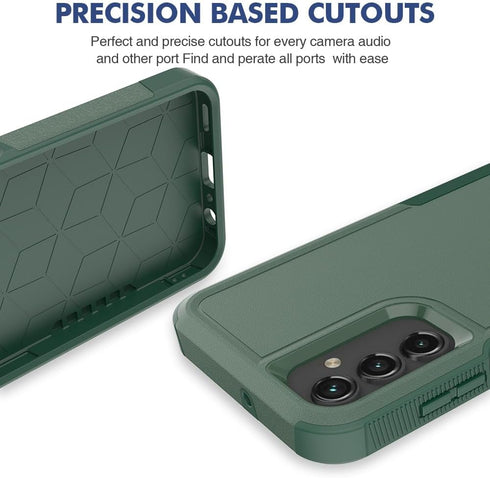 Samsung Galaxy A15 5G Case, Dual Layer Protective Heavy Duty Cell Phone Cover with Screen Protector, Military