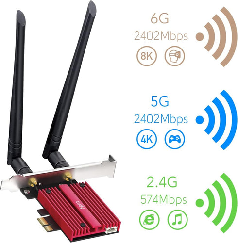 Cudy AX5400 Wireless WiFi 6E PCIe Card for PC - Bluetooth 5.2, AX210 Module, Windows 11, 10, 802.11ax/ac/a/b/g/n
