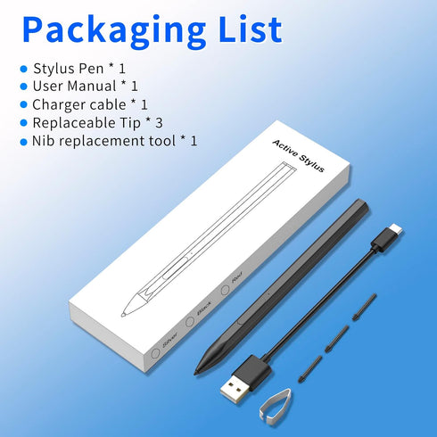 Stylus Pen for HP Envy X360, Pavilion X360, Specter X360, Rechargeable MPP 2.0, Black, 4096 Pressure Sensitivity