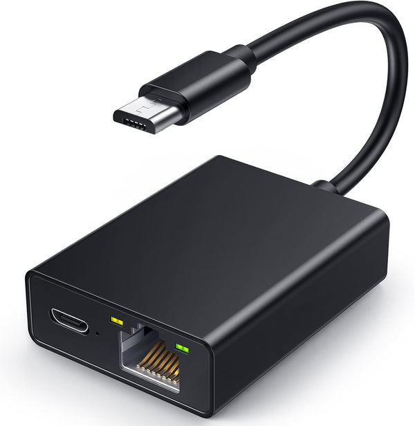 Electop Ethernet Adapter for Fire TV Stick, Micro USB to RJ45, Compatible with 4K Fire Stick, Chromecast, and More