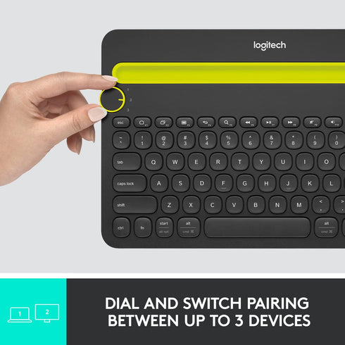 Logitech K480 Wireless Multi-Device Keyboard for Windows, macOS, iPadOS, Android, Bluetooth, Compact (Black)
