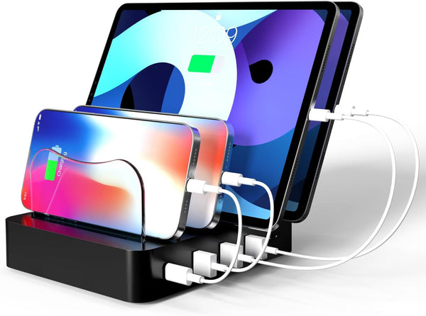 USB Charging Station - 4-Port Fast Charging Dock for Multiple Devices - Smart Charging Station