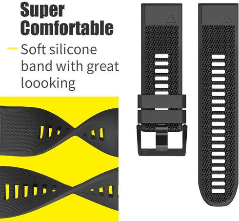 NotoCity Compatible Watch Band for Forerunner 935 - Sport Silicone Strap for Fenix 5/6, Black/Army Green