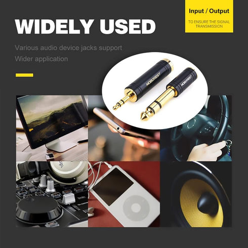 MOBOREST 3.5mm M to 6.35mm F Stereo Pure Copper Adapter, 1/8 Inch Plug Male to 1/4 Inch Jack Female Adapter