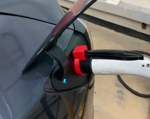 Tesla Model 3/Y Charger Lock for J1772 Adapter - Red, 2PACK (Works with Non Flange Adapter, Not for Model S/X)