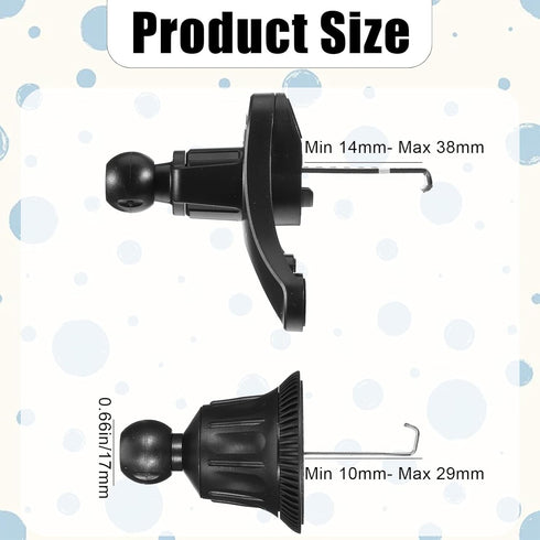Viliqiou 2 Pack 0.67in/17mm Universal Air Vent Clips for Car Phone Mount with Diameter Joint Ball, Air Outlet Hook Lock
