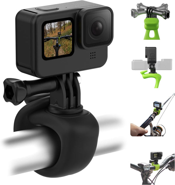 TELESIN Camera 360 Strap Mount, Flexible Wrap Band for Bike Motorcycle Handlebar Tube Roll Bar Stick Pole Holder for