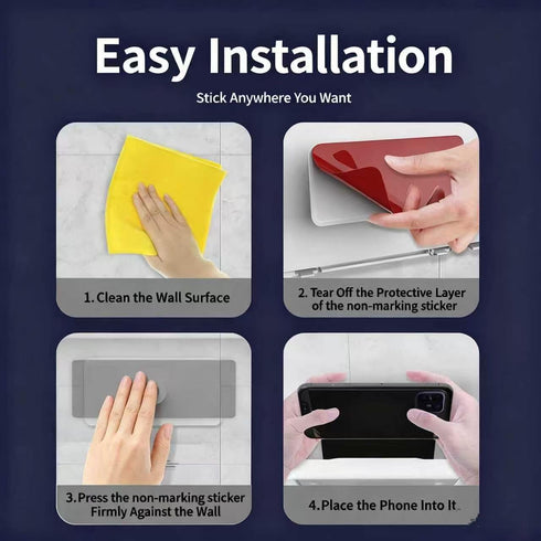 Generic Bathroom Waterproof and Anti-Fog Phone case, Wall-Mounted Phone Stand Without Drilling Holes, TV-Watching