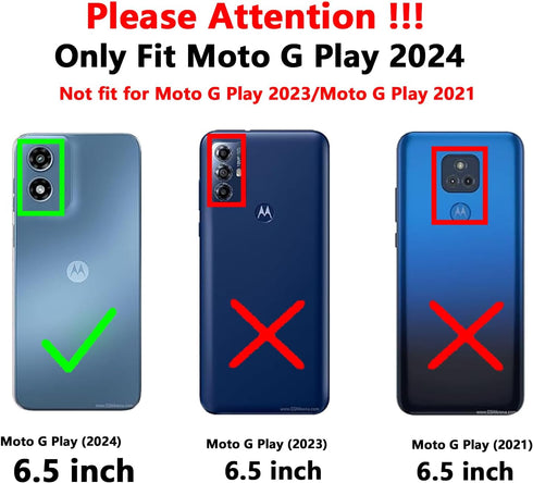 SKMY 2024 16ft.Drop 4G 2024 6.5 inch, SMKY for Moto G Play Case,with Screen Protectors and Camera Cover,[Military