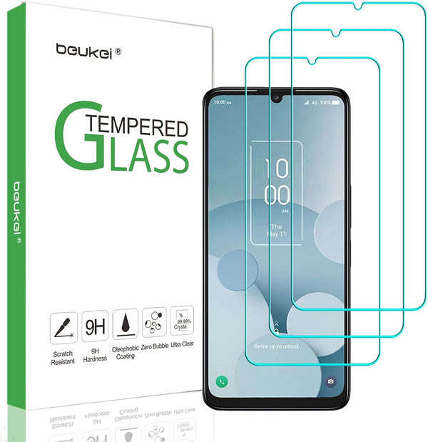 beukei (3 Pack) Screen Protector for TCL 40 XL 5G /TCL 40XL (2023), Touch Sensitive, Case Friendly, 9H Hardness