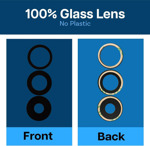 MMOBIEL Back Rear Camera Glass Lens Replacement Compatible with iPhone 15 Pro - Incl. Double-Sided Adhesive, Tweezer and Cloth.