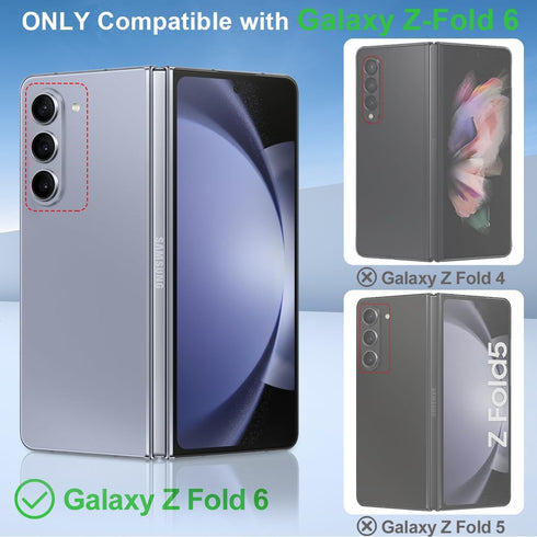 Samsung Galaxy Z Fold 6 Case, Black Thin Anti-Scratch PC with Camera Frame Protection, Shockproof Design