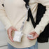 Fashionable AirPods Pro Case Cover, Trendy Down Cotton Padded Quilted Headphone Bag with Portable Rope (White)