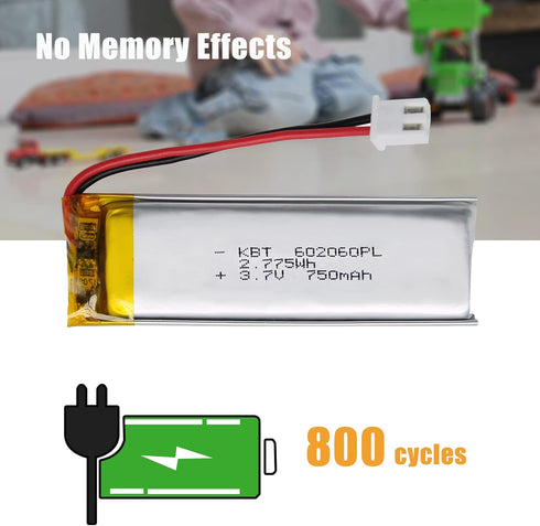 KBT 3.7V 750mAh Li-Polymer Battery: Rechargeable Li-ion Batteries Replacement for Dash Camera, Baby Monitor