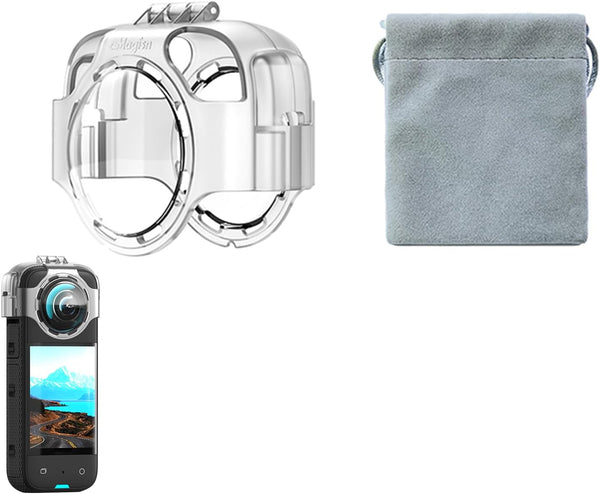 LICHIFIT Transparent PC Lens Cap for Insta360 X3 Panoramic Camera Lens Protective Frame Cover Accessories Guard