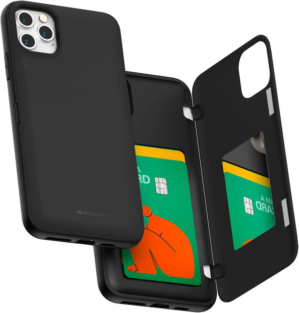 GOOSPERY Magnetic Door Bumper for iPhone 11 Pro Max, Wallet Case with Card Holder, Dual Layer Bumper