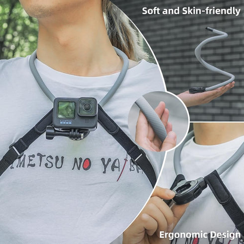 SUREWO Magnetic Neck Mount Necklace Holder for GoPro, POV Selfie Lanyard Body Strap Compatible with Hero 12/11/10/9/8/7