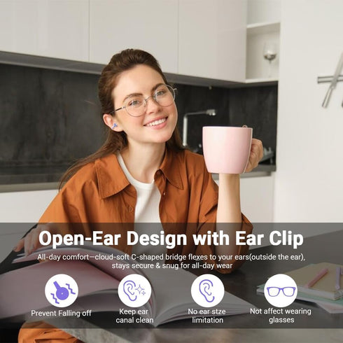 Jacuate 5.4, 60H Clip on Earbuds,Open Ear Earbuds Wireless Bluetooth Lightweight Open Ear Headphones with Mic