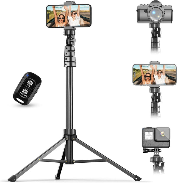 UBeesize 67" Phone Tripod & Selfie Stick, Camera Tripod Stand with Wireless Remote, Compatible with iPhone Android