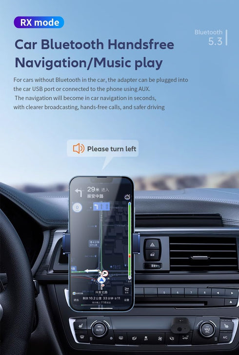 Bluetooth 5.3 Transmitter Receiver, 3.5mm Aux Wireless USB Adapter for TV, PC, Home/Car Stereo, Handsfree Calls