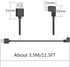 Right Angle Dash Cam Power Cord 11.5FT, 90 Degree Mini USB Charging Cable 24AWG for Garmin Nuvi GPS, Canon Camera, Dash