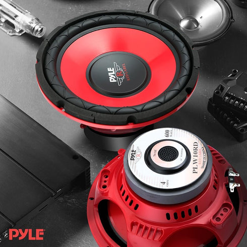 PYLE PLW10BL 10-Inch Subwoofer, 600 Watt, Red
