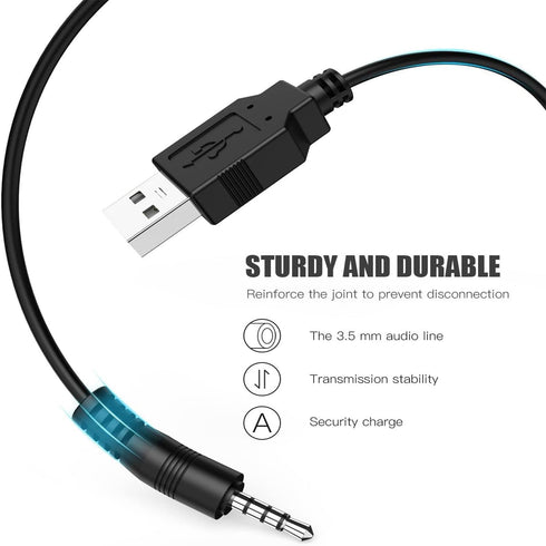 HUCAYD 3.5 mm 2.0 MP3 20cm Male AUX Audio Jack to USB Male Charge Cable Adapter Cord Player and Any Other Devices