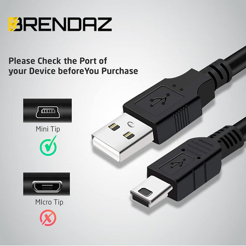 Mini USB to Mini B Data Cable for Ultimate Data Sync & Charging Quality Compatible with PS3, Dash Cam, Digital Cameras,