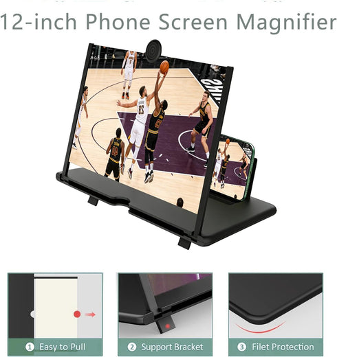 Yuntunele 12'' 2026 3D Screen Magnifier Version, New HD Mobile Phone Magnifier Projector Screen for Movies,Videos
