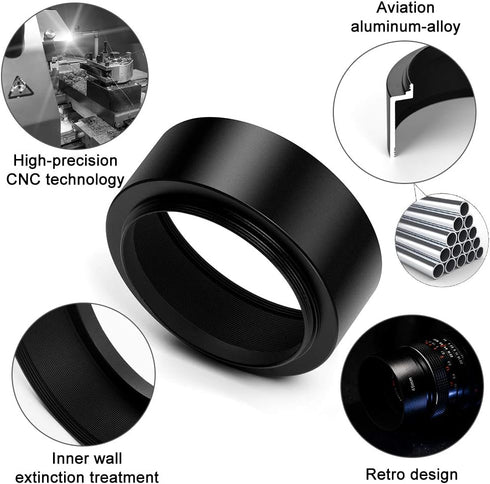 67mm Metal Standard Screw-in Standard Lens Hood Sunshade with Centre Pinch Lens Cap for Canon Nikon Sony Pentax Olympus Fuji Sumsung Leica Camera +Cleaning Cloth