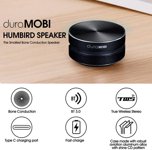 mini speaker, 1 Pack Wirelessly BT Speaker Bone Conduction Speakers Mini Portable Loud Stereo Sound Built-in Mic Sound Box for Home,Outdoor,Travel,Black