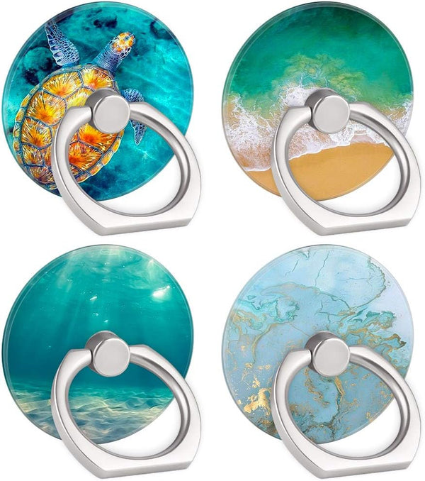 4-Pack Phone Ring Holder 360 Rotation Finger Stand Grip Kickstand for Smartphones and Tablets (Turtle)