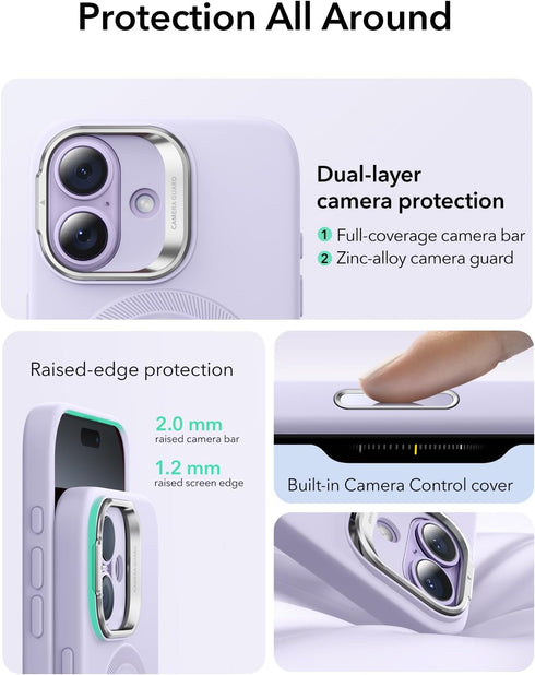 ESR 17, Silicone Case for iPhone Built-in Camera Stash Stand Compatible with MagSafe, Military-Grade Drop Protection