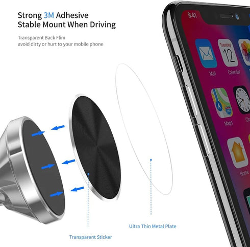 SALEX Phone Metal Plates 4 Pack for Magnetic Car Mount, Clear Silver Round 3M Adhesive Discs Without Holes