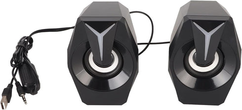Yunseity USB Powered Speaker, HiFi Stereo Sound, Wired USB Desktop Speaker with RGB Lights (Black)
