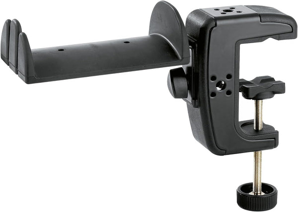 K&M Headphones, Black, Universal Support, Portable Electronic Device Stand, Steel Construction, Rubber Covered