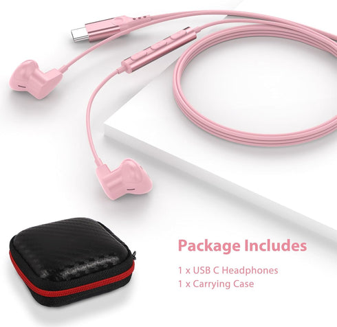USB C Headphones Wired Earbuds for Apple iPad iPhone 15 Pro, Samsung Galaxy Z Flip Fold 6, Type C Earphones with Mic