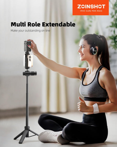 ZOINSHOT iPhone/Android/GoPro/Insta360 Mini Tripod, Lightweight Phone Tripod with Remote, Portable Selfie Stick