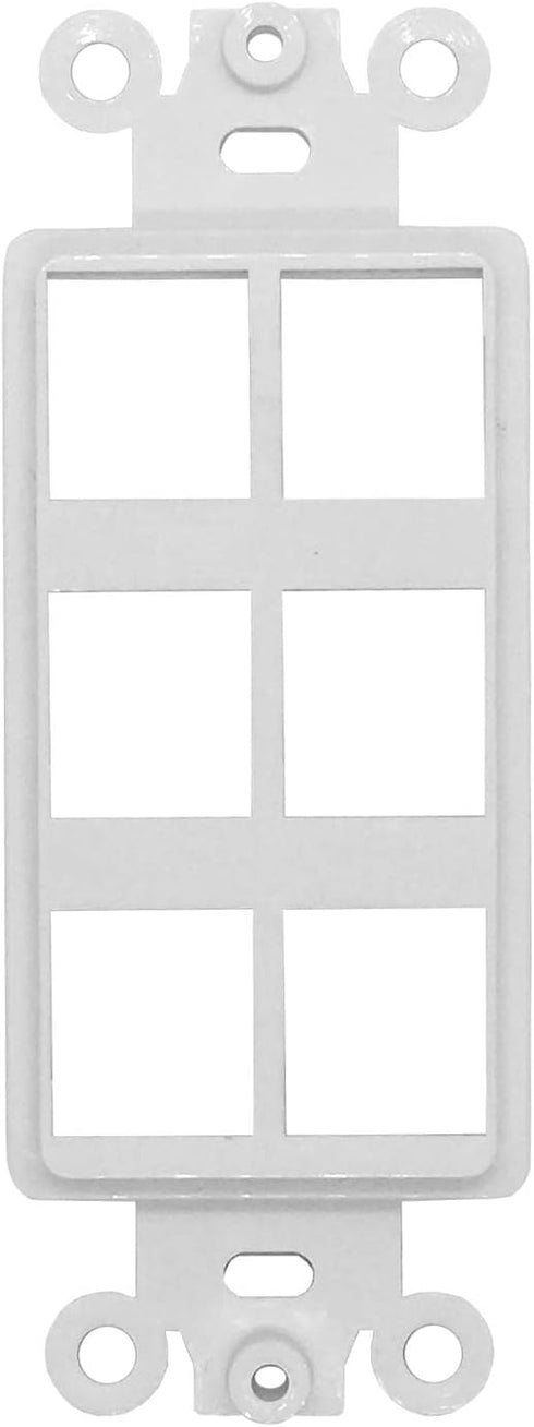 QuickPort Decora Keystone Insert, 6 Port, 1 Pack White