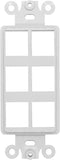 QuickPort Decora Keystone Insert, 6 Port, 1 Pack White