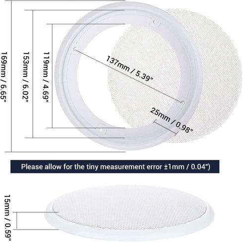 Facmogu 2PCS 5in Round Speaker Grille Replacements, White Surface Mount Speaker Covers Decorative Wall Ceiling Speaker Covers Subwoofer Car Speaker Metal Waffle Cover Guard Grill