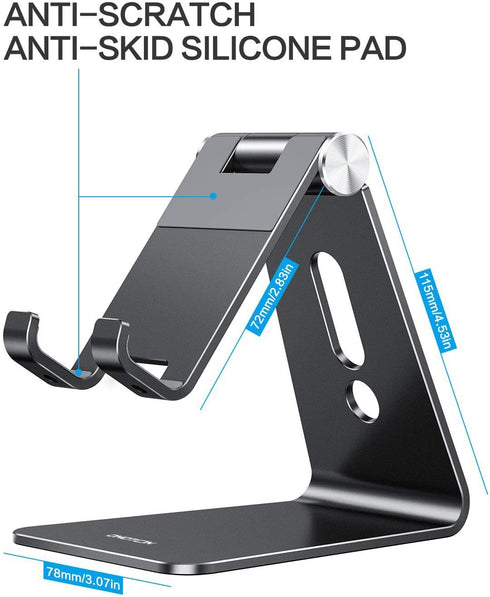 OMOTON Adjustable Cell Phone Stand, C2 Aluminum Desktop Phone Holder Dock for iPhone, Samsung Galaxy, Google Pixel,