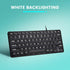 Perixx PERIBOARD-332 Wired Backlit USB Keyboard, Mini Slim Scissor Keys with Big Font, White Illuminated LED